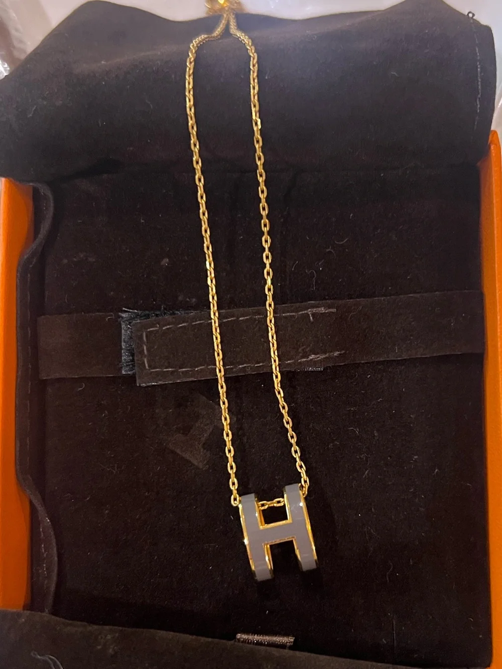 Hermes La Maison Two-Tone H Pop Pendant Necklace - Picture 3 of 3